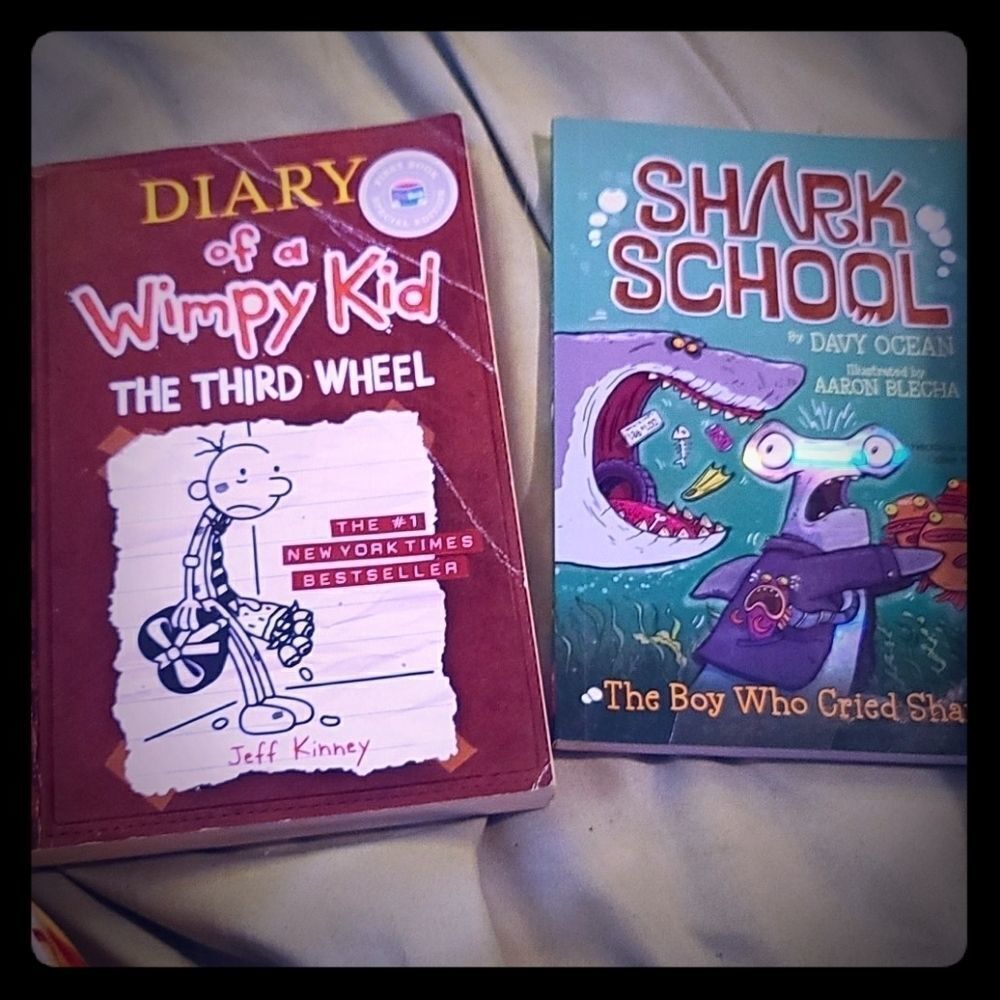 Two kids books diary of a wimpy kid&shark school